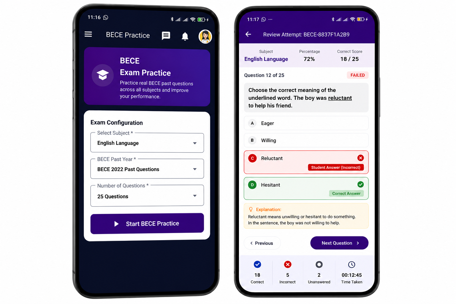 BECE Exam Practice Mobile Interface