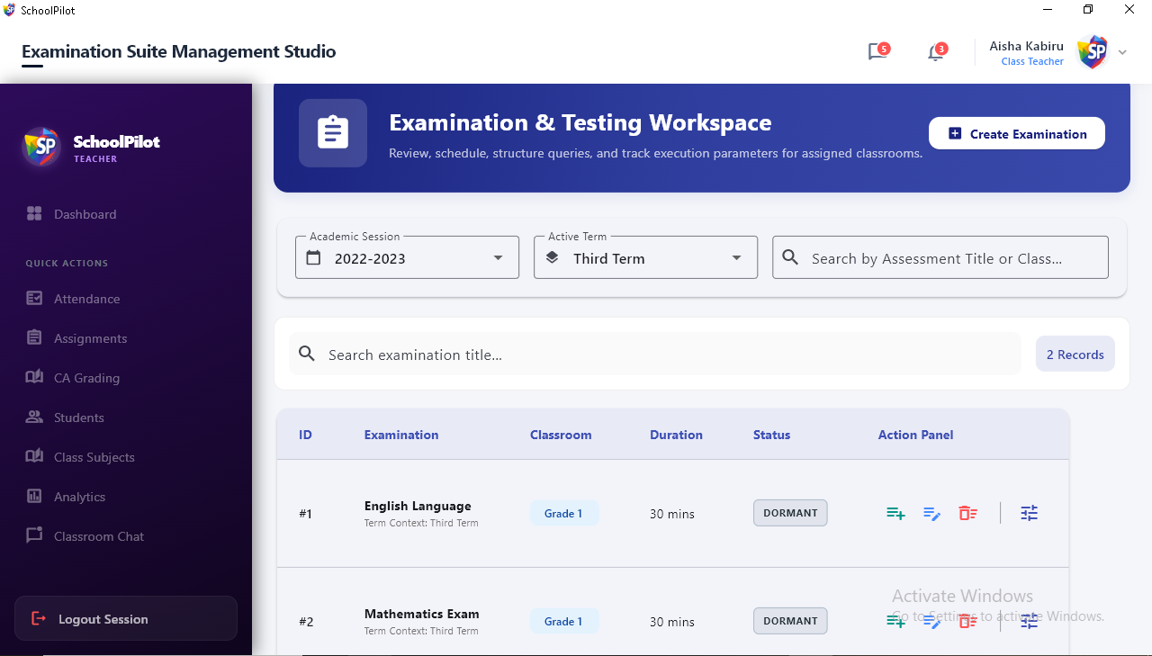 SchoolPilot Examination Suite Management Studio
