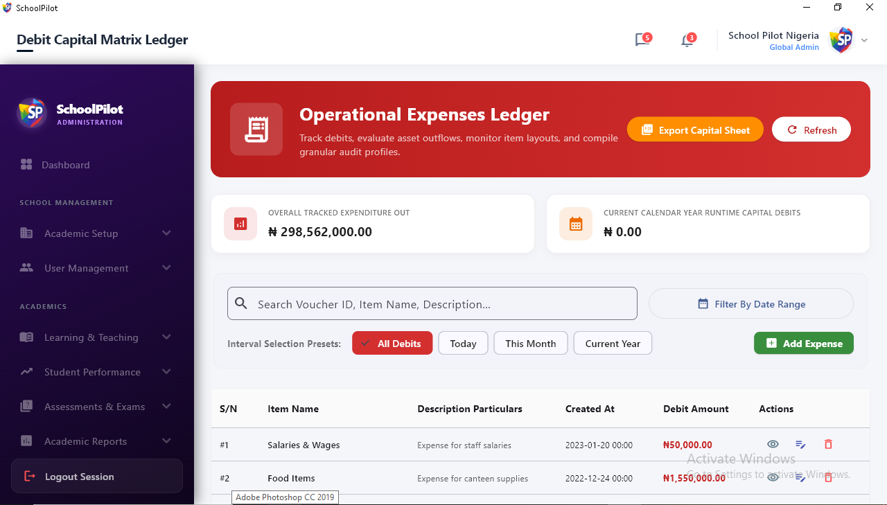 SchoolPilot Operational Expense Tracking