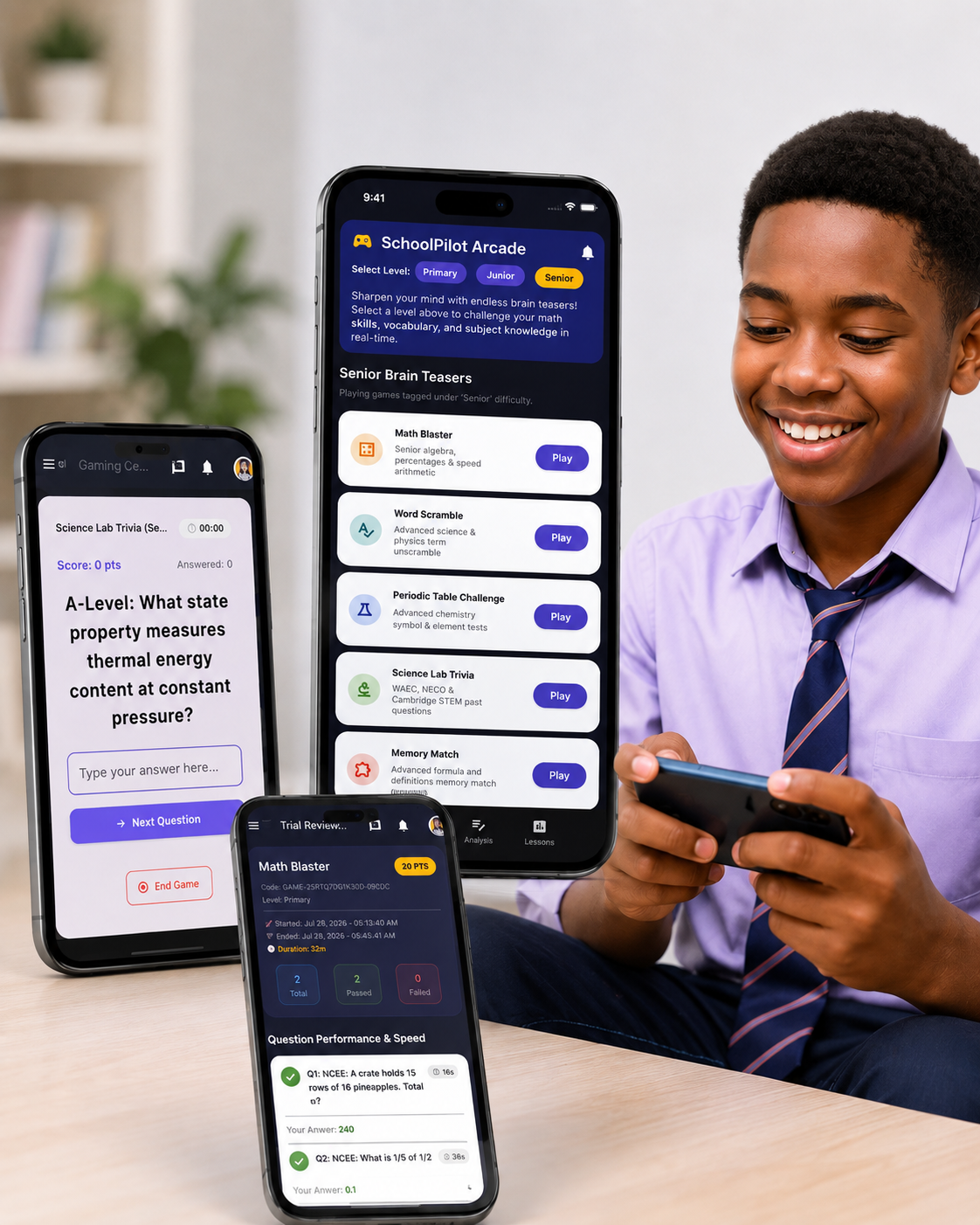 SchoolPilot Academic Arcade Mobile Interface