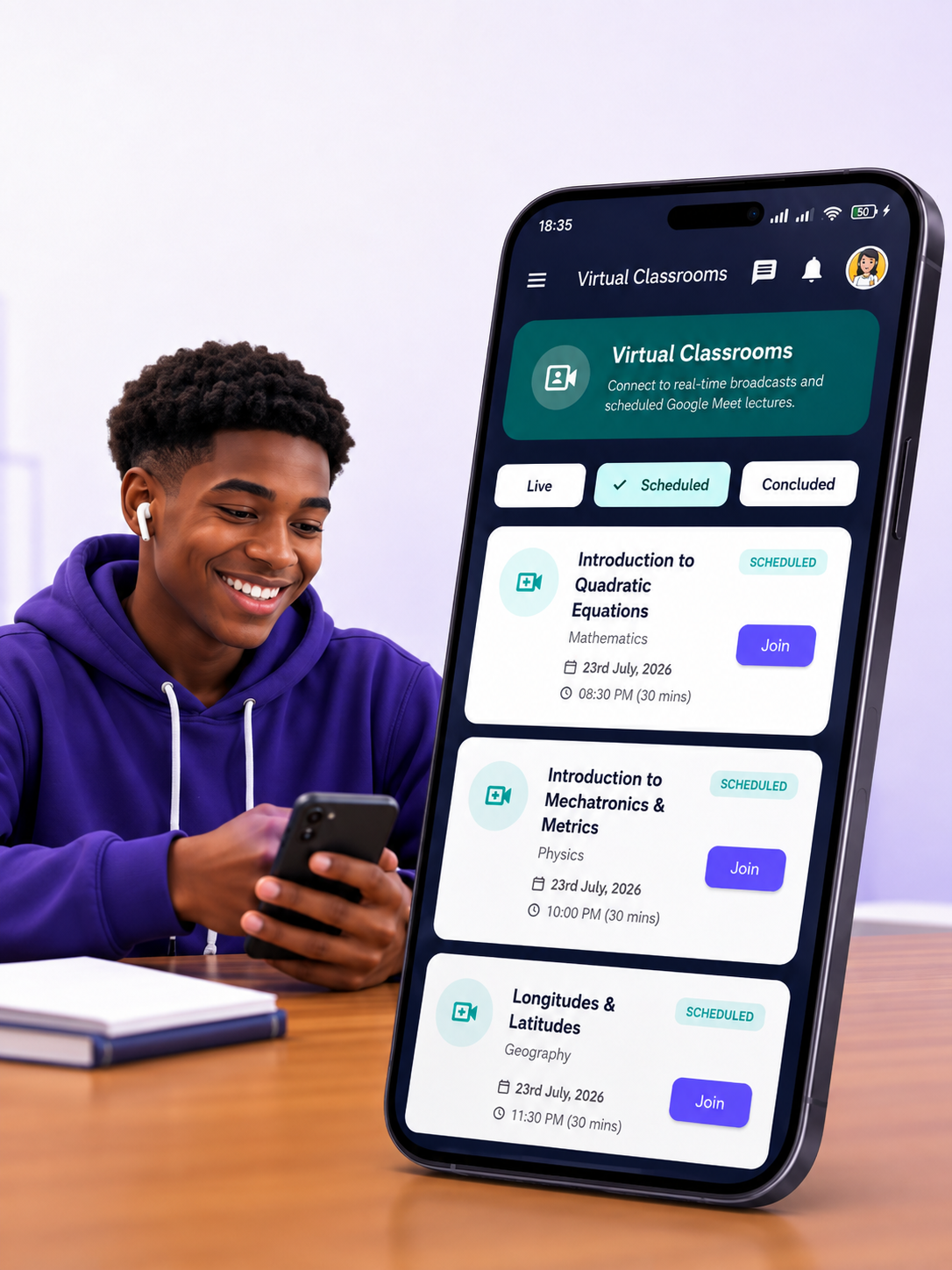 SchoolPilot Mobile Live Classroom Interface