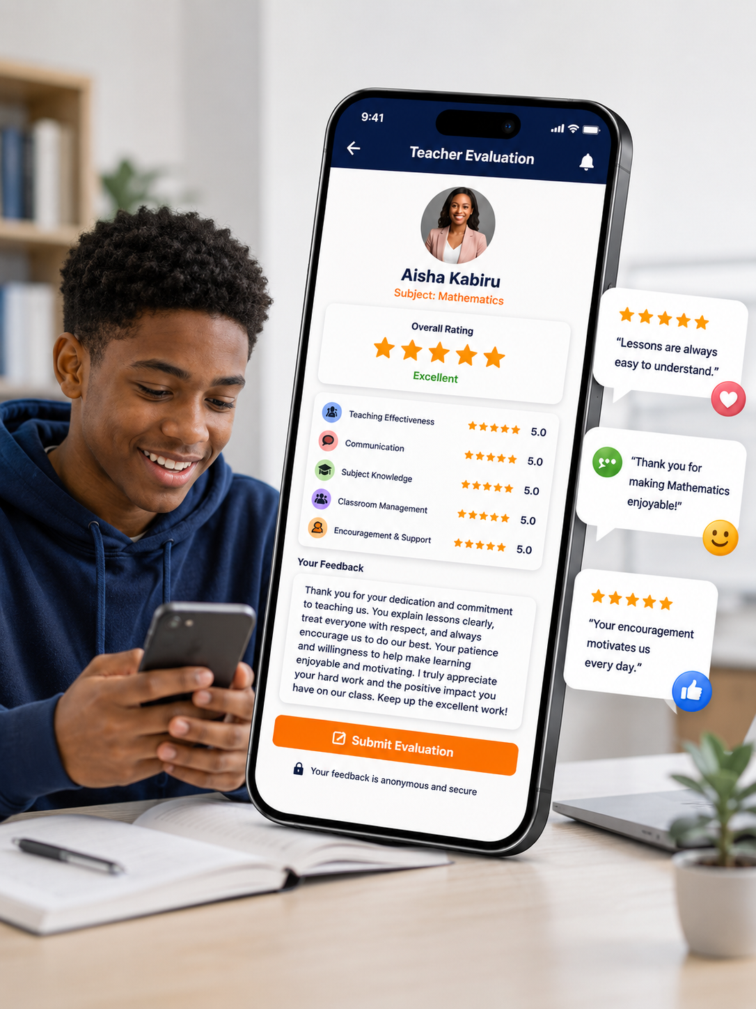 SchoolPilot Teacher Evaluation Mobile Interface